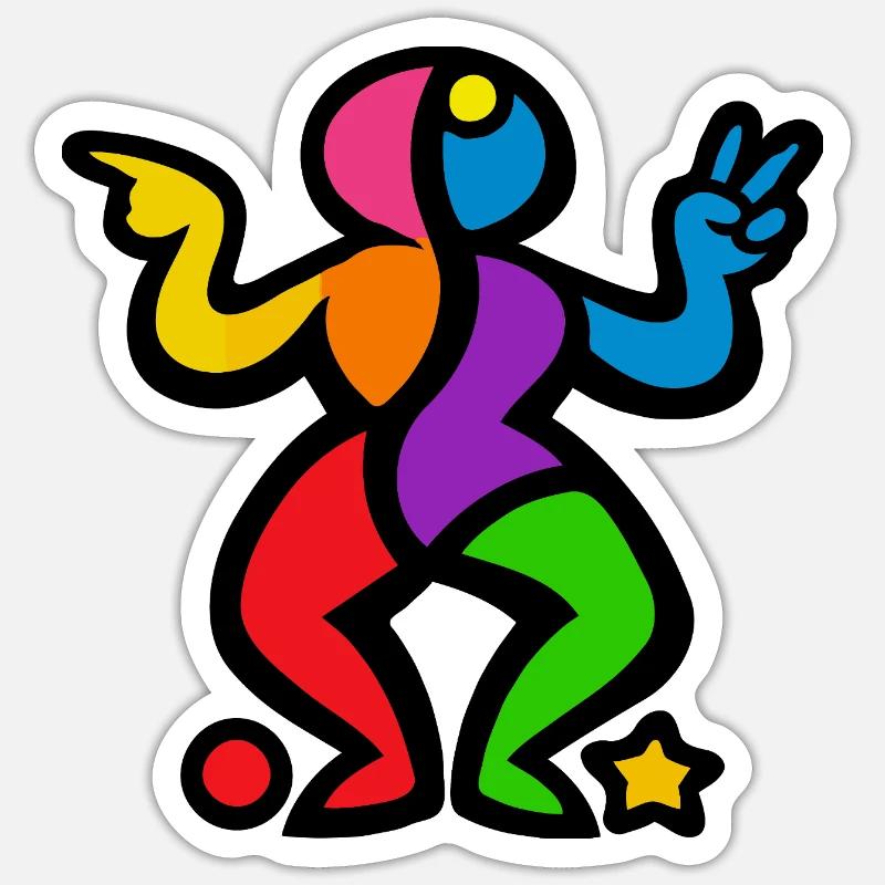 Forme dansante colorée Sticker taille S (10 x 10 cm)
