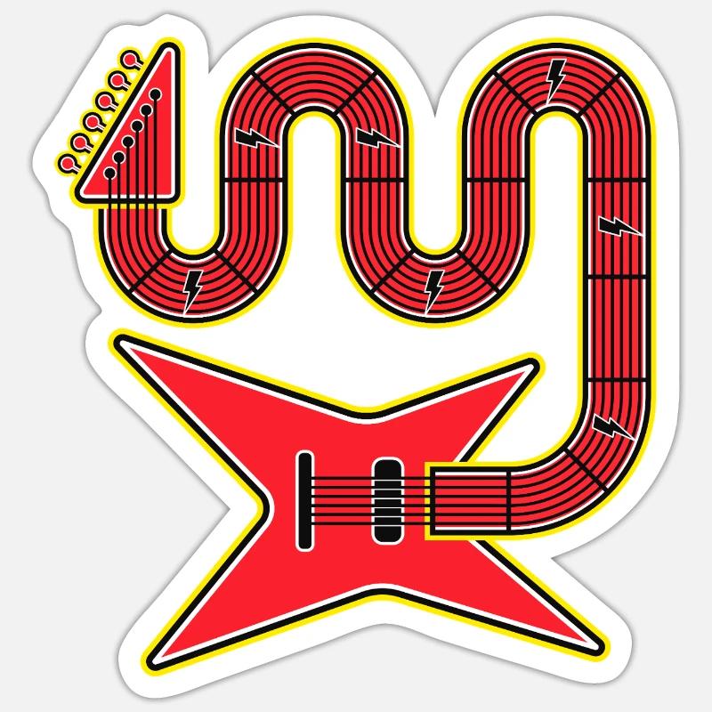 Red Abstract Shape Electric Guitar - Sticker size S (10 x 10 cm) - white matte