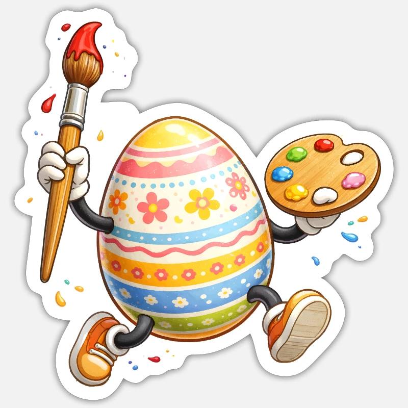 Artistic Easter Egg with Brush Sticker size S (10 x 10 cm)