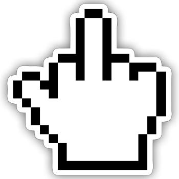 Maushand Mittelfinger Mauszeiger - Sticker Größe S (10 x 10 cm) - Mattweiß - Vorne