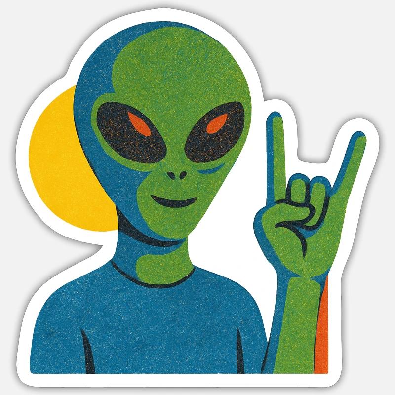Panneau néon en pierre extraterrestre - Sticker taille S (10 x 10 cm) - blanc mat