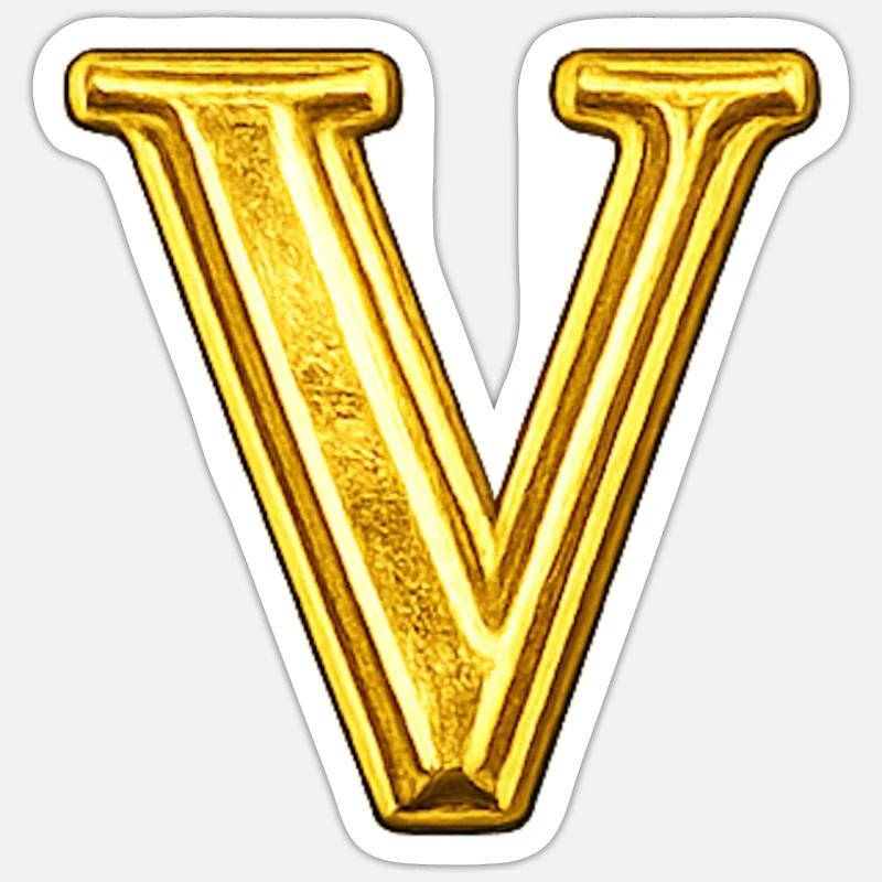 Goldenes V Monogramm - glänzend - Sticker Größe S (10 x 10 cm) - Mattweiß