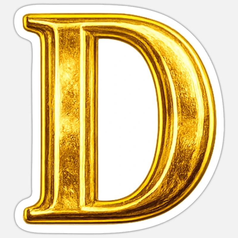Goldenes D Monogramm - Sticker Größe S (10 x 10 cm) - Mattweiß