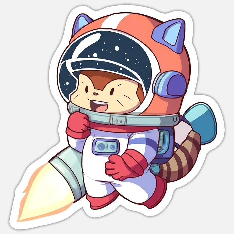 Astronaute chat en combinaison spatiale Sticker taille S (10 x 10 cm)