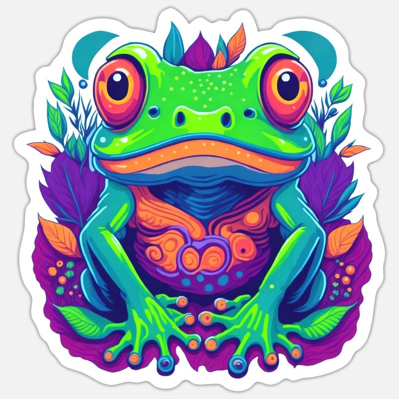 Farbenfroher Frosch Pop Art - Sticker Größe S (10 x 10 cm) - Mattweiß