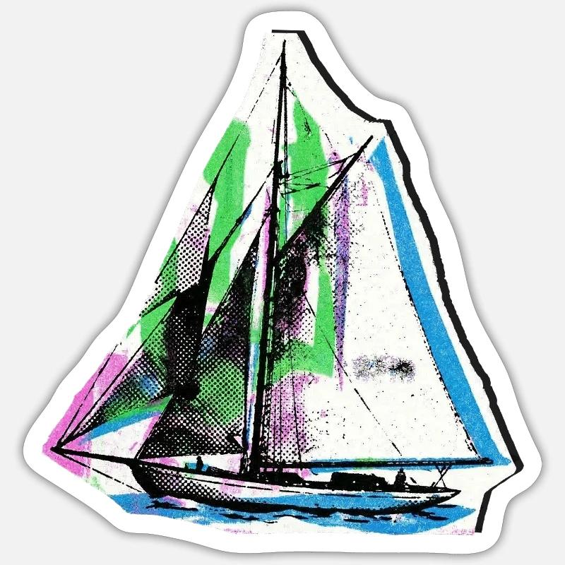 Marin Voilier Navigable - Sticker taille S (10 x 10 cm) - blanc mat