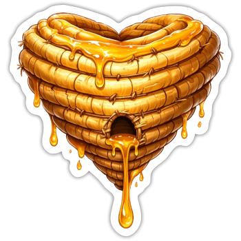 Herz Bienenkorb mit Honig Illustration  - Sticker Größe S (10 x 10 cm) - Mattweiß - Vorne