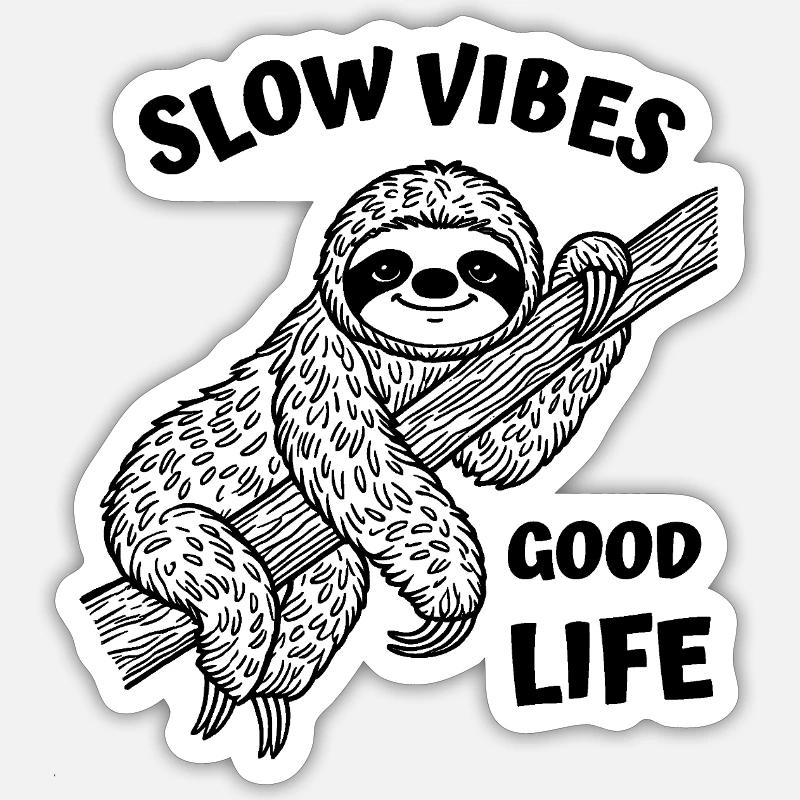 Sloth Resting on a Branch - Sticker size S (10 x 10 cm) - white matte