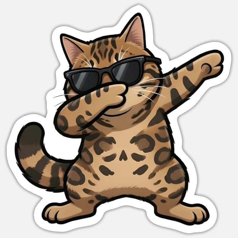 Dabbing Bengal Cat - Sticker size S (10 x 10 cm) - white matte