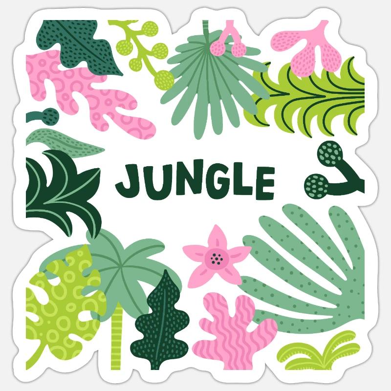 Jungle Tropical Leaves Pattern Nature Design - Sticker Größe S (10 x 10 cm) - Mattweiß
