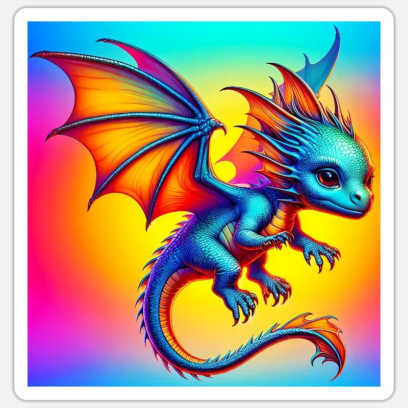 Drache - Sticker Größe S (10 x 10 cm) - Mattweiß