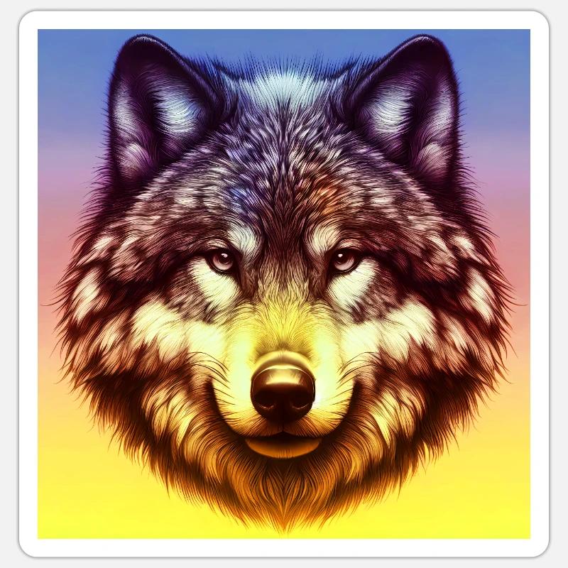 Wolf - Sticker Größe S (10 x 10 cm) - Mattweiß