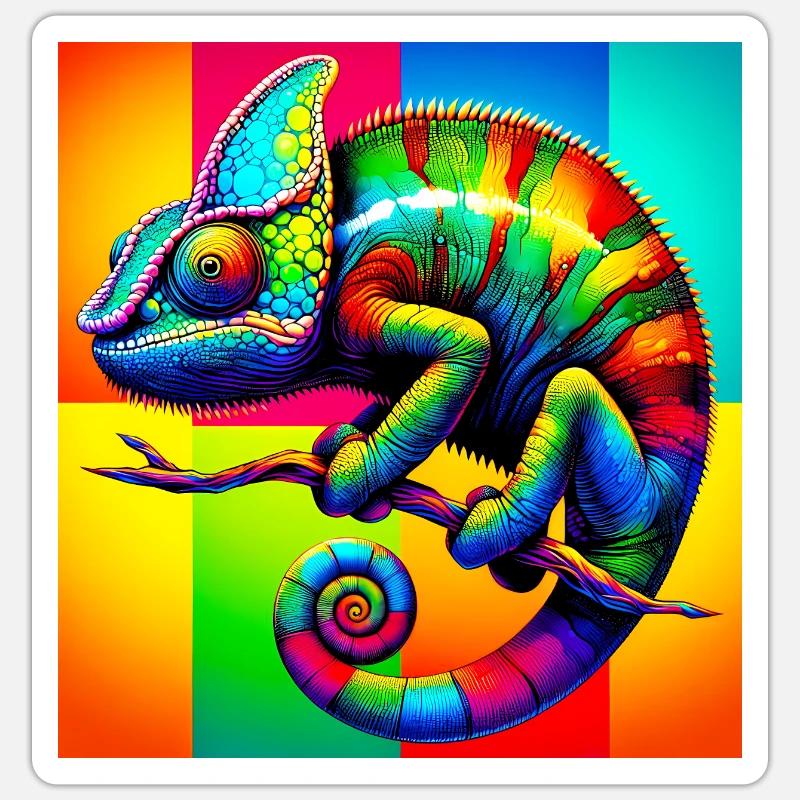 caméléon - Sticker taille S (10 x 10 cm) - blanc mat