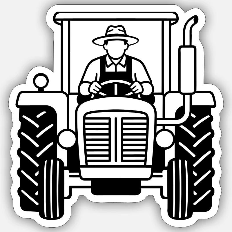 Traktor - Sticker Größe S (10 x 10 cm) - Mattweiß