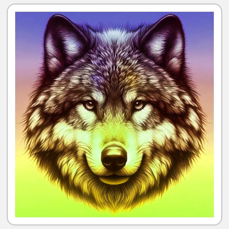 Loup - Sticker taille S (10 x 10 cm) - blanc mat