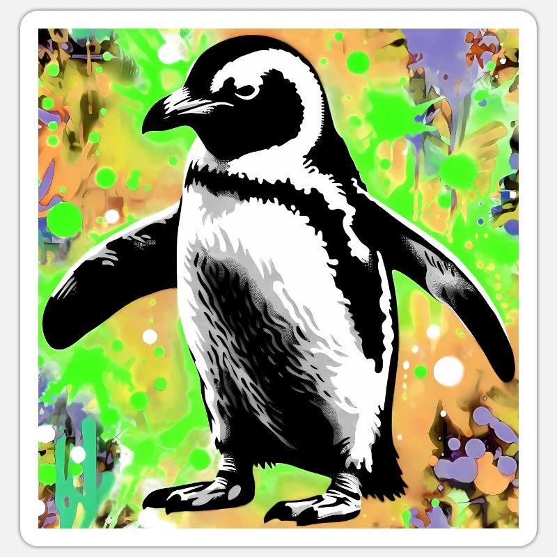 pingouin - Sticker taille S (10 x 10 cm) - blanc mat