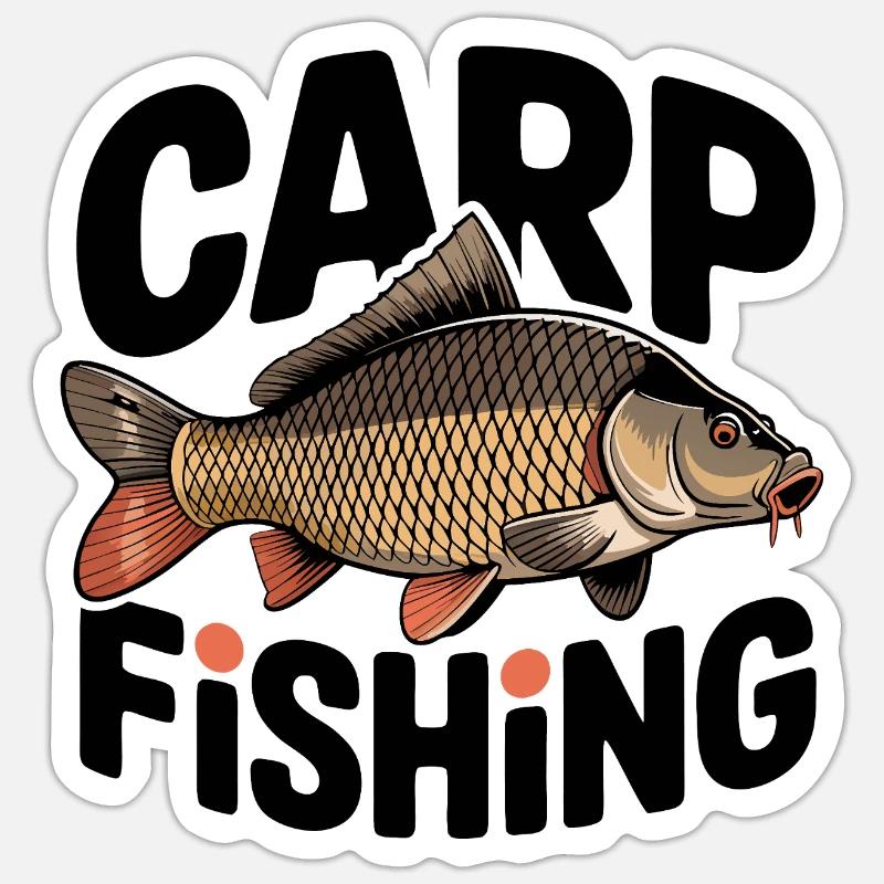 Pêche à la carpe - Sticker taille S (10 x 10 cm) - blanc mat