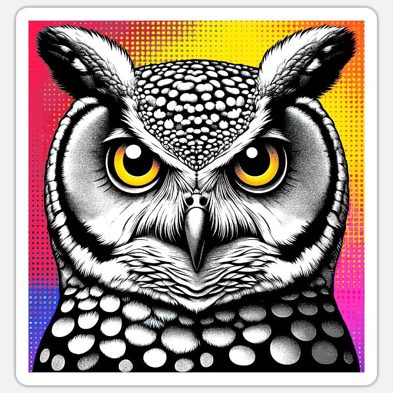 Eule - Sticker Größe S (10 x 10 cm) - Mattweiß