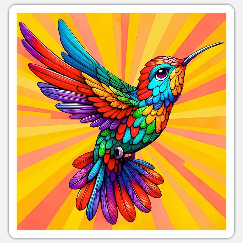 colibri - Sticker taille S (10 x 10 cm) - blanc mat