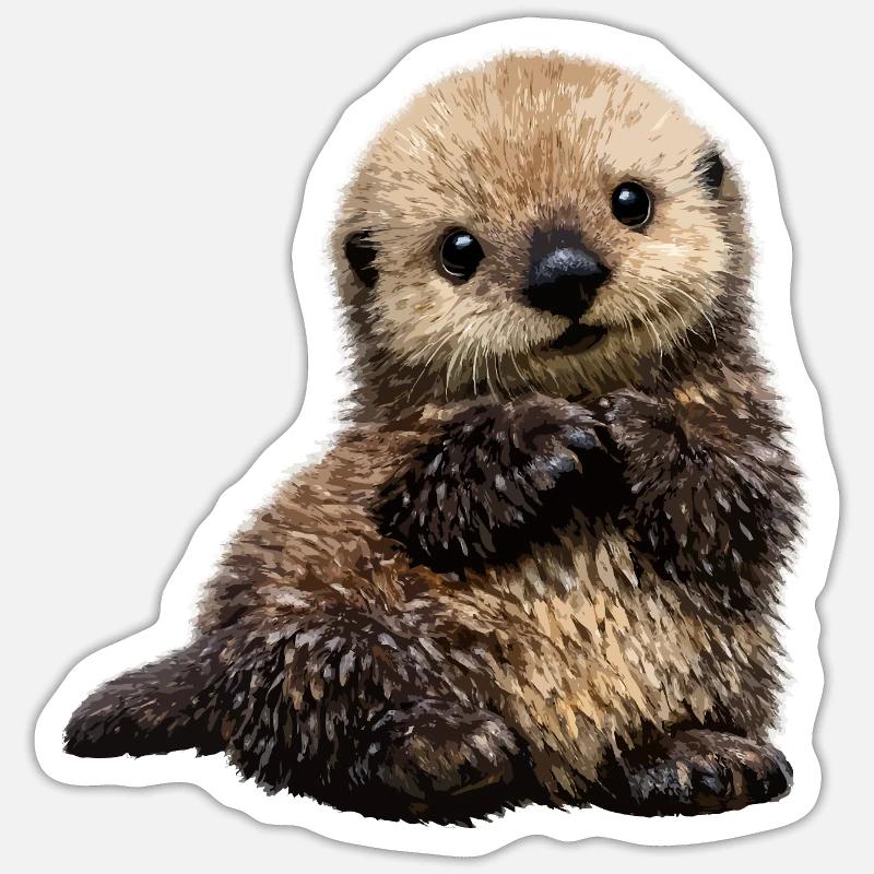 Otter cuddly toy on playful pattern - Sticker size S (10 x 10 cm) - white matte