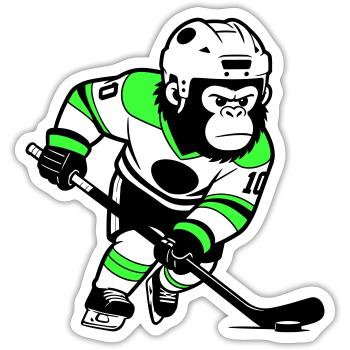 ijshockey gorilla - Sticker size S (10 x 10 cm) - white matte - Front