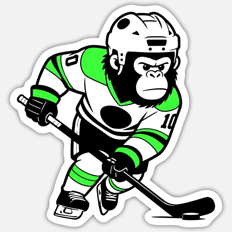 ijshockey gorilla - Sticker size S (10 x 10 cm) - white matte
