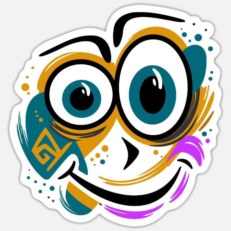 Drôle de visage éclaboussé Sticker taille S (10 x 10 cm)