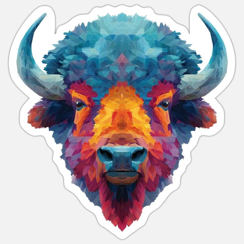 Bison - Sticker Größe S (10 x 10 cm) - Mattweiß
