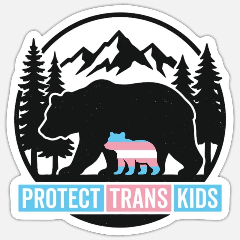 Pride Month LGBT – Schütze trans Kinder - Sticker Größe S (10 x 10 cm) - Mattweiß