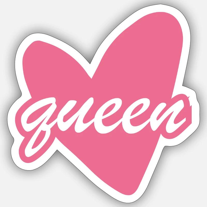 Queen Heart Script Herz Girl - Sticker Größe S (10 x 10 cm) - Mattweiß