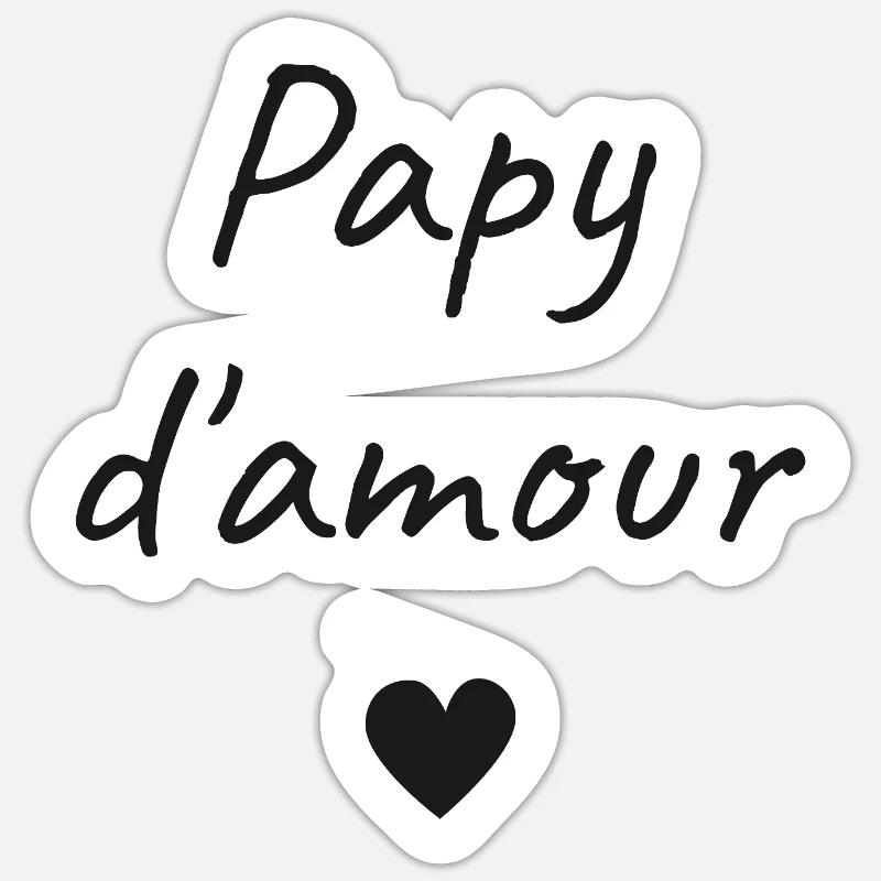 Papy d'Amour - Sticker taille S (10 x 10 cm) - blanc mat