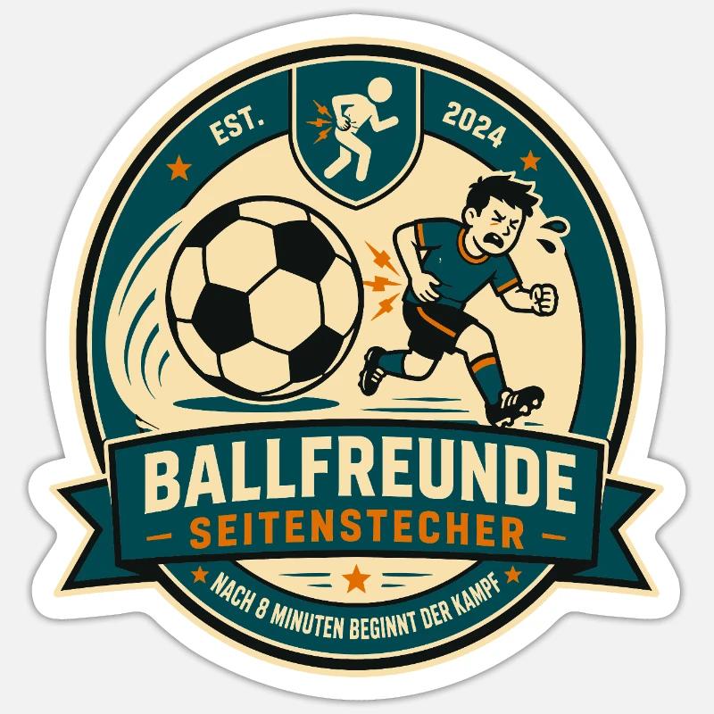 Ballfreunde Seitenstecher - Sticker Größe S (10 x 10 cm) - Mattweiß