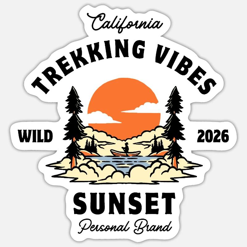 Trekking-Vibes - Sticker Größe S (10 x 10 cm) - Mattweiß