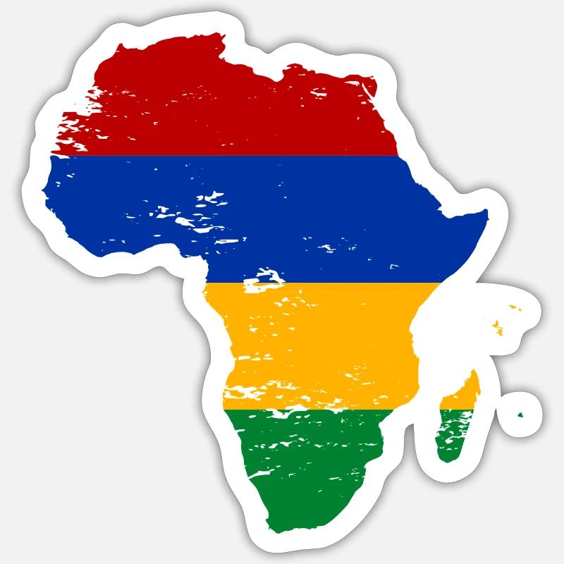 Drapeau Maurice Afrique - Sticker taille S (10 x 10 cm) - blanc mat