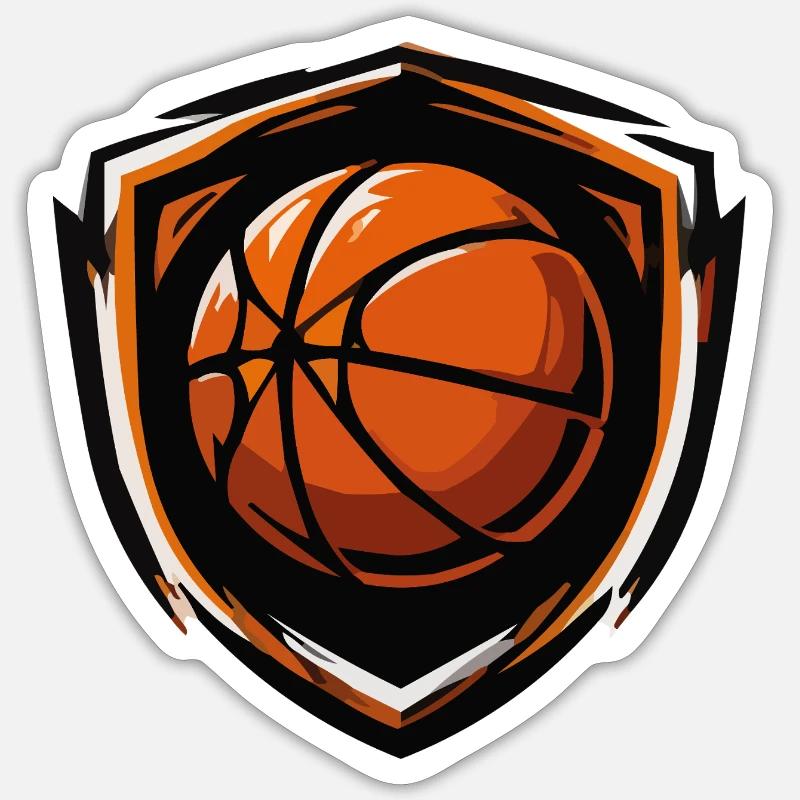 Basketball Shield Emblem Orange - Sticker Größe S (10 x 10 cm) - Mattweiß