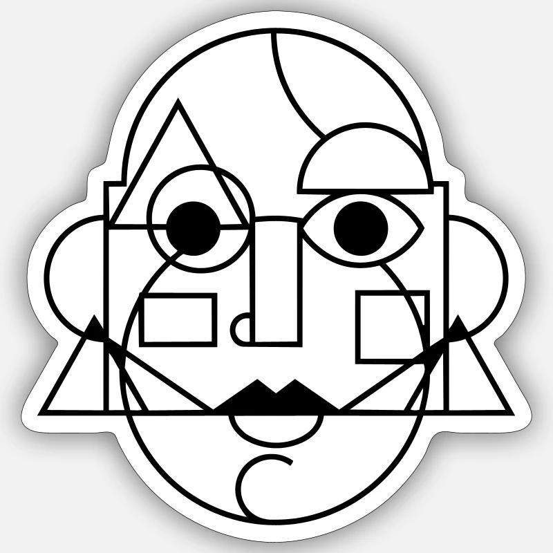 Abstraktes Kunstgesicht - Sticker Größe S (10 x 10 cm) - Mattweiß