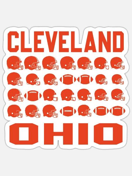 Cleveland Ohio Football-Helme - Sticker Größe S (10 x 10 cm) - Mattweiß