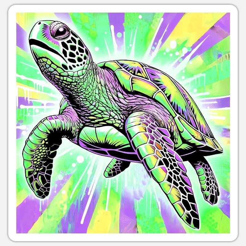 tortue - Sticker taille S (10 x 10 cm) - blanc mat