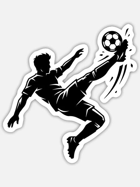 Fallrückzieher Fussball Silhouette - Sticker Größe S (10 x 10 cm) - Mattweiß
