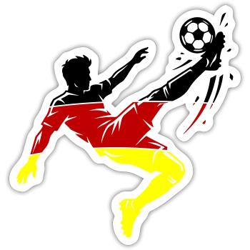 Retournée en pied aérien Allemagne Football - Sticker taille S (10 x 10 cm) - blanc mat - Devant