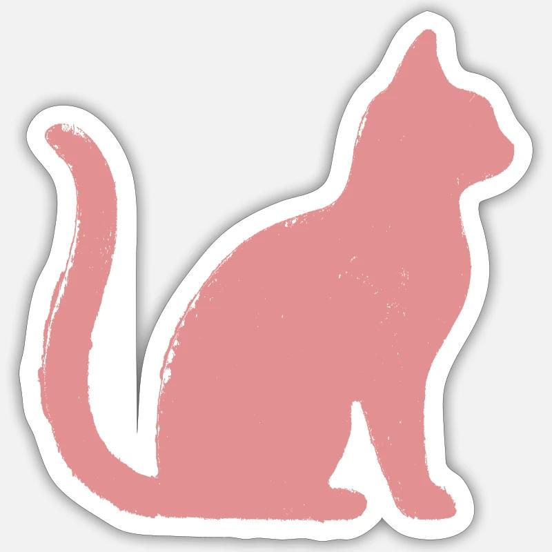 Contour du chat - Pastel - Sticker taille S (10 x 10 cm) - blanc mat