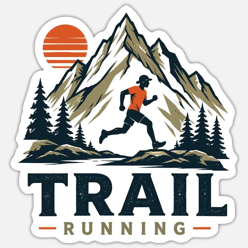 Trailrunning - Sticker Größe S (10 x 10 cm) - Mattweiß