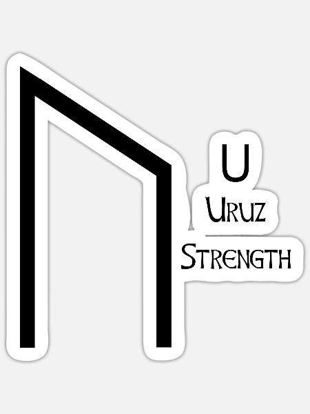 Uruz Rune komplett Schwarz – Wikinger Futhark - Sticker Größe S (10 x 10 cm) - Mattweiß