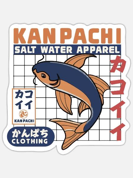 Kanpachi Salzwasser Apparel - Sticker Größe S (10 x 10 cm) - Mattweiß