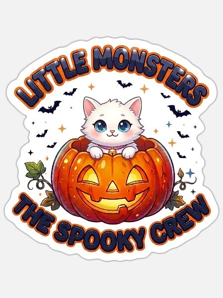 Little Monsters The Spooky Crew - Sticker Größe S (10 x 10 cm) - Mattweiß