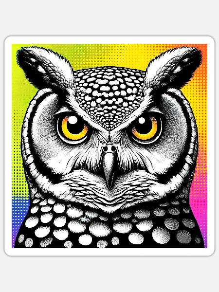 Eule - Sticker Größe S (10 x 10 cm) - Mattweiß