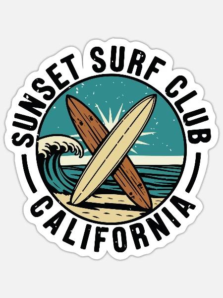Sunset Surf Club - Sticker Größe S (10 x 10 cm) - Mattweiß