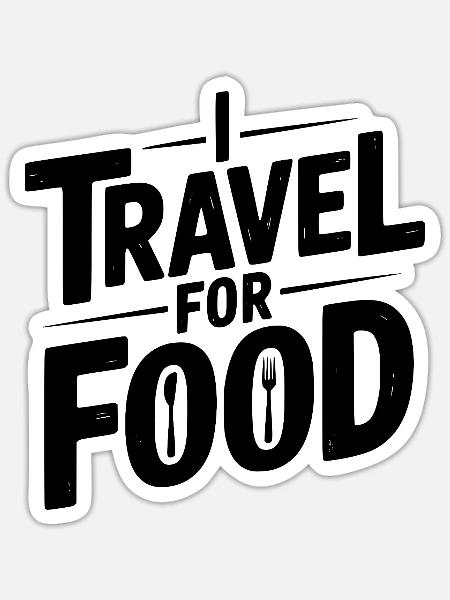 Ich reise zum Essen - Sticker Größe S (10 x 10 cm) - Mattweiß