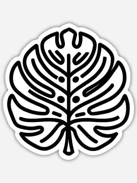 tropisches Blatt - Sticker Größe S (10 x 10 cm) - Mattweiß