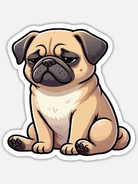 Mops Möpse Mopsbesitzer Mopsliebhaber Mopshalter - Sticker Größe S (10 x 10 cm) - Mattweiß